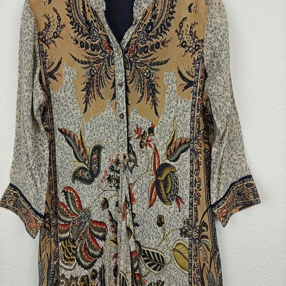 Ritu Kumar Floral 3/4 Sleeve Lightweight Kurta Midi Dress Size M Women's - Picture 5 of 16